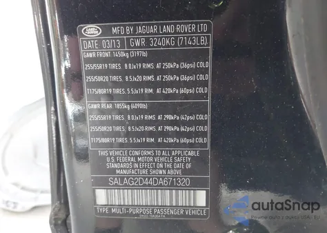 2013 Land Rover Lr4 from USA, damaged, VIN SALAG2D44DA671320